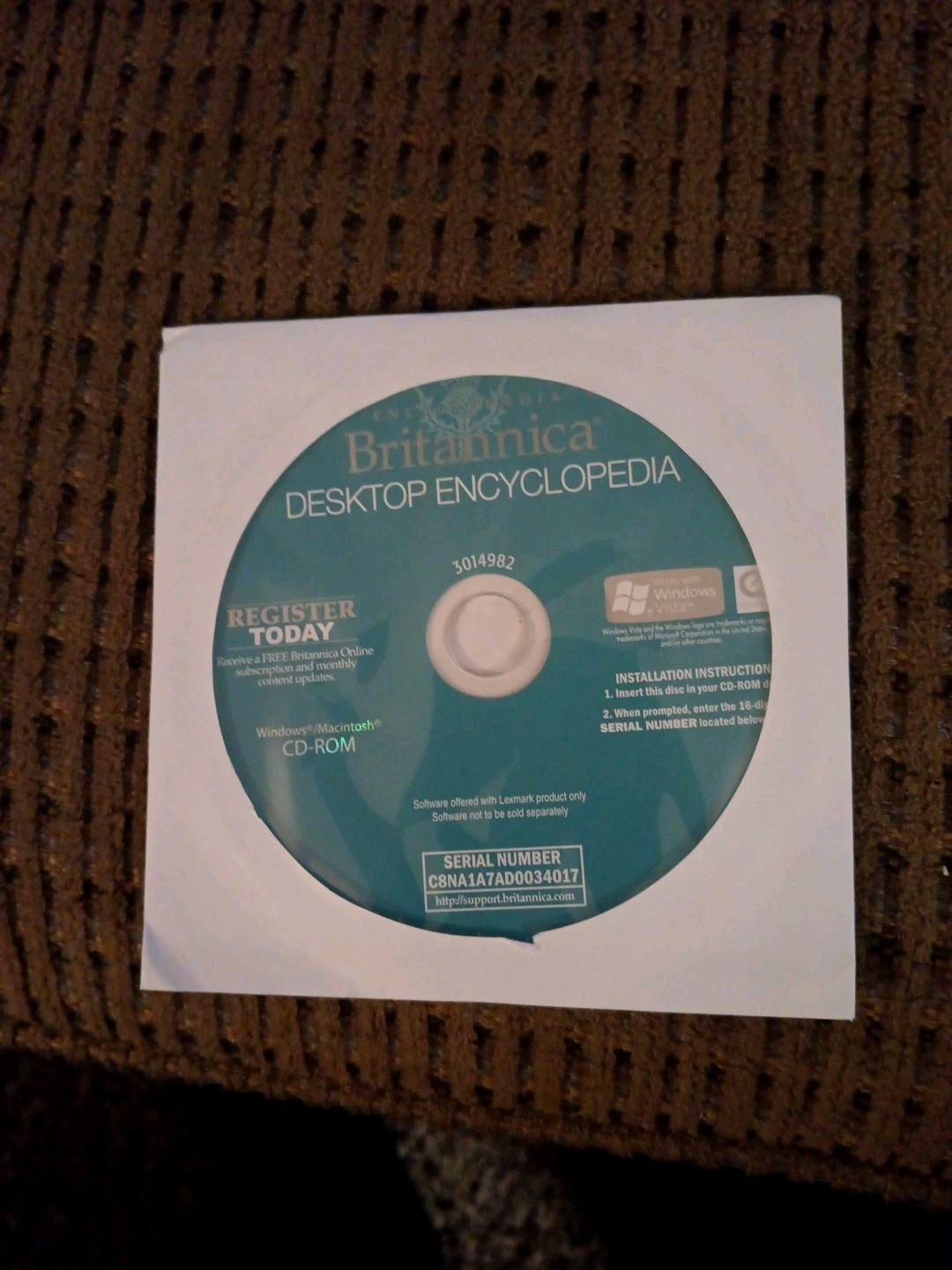 Britannica Desktop Encyclopedia - CD-ROM With Serial Number Sealed 