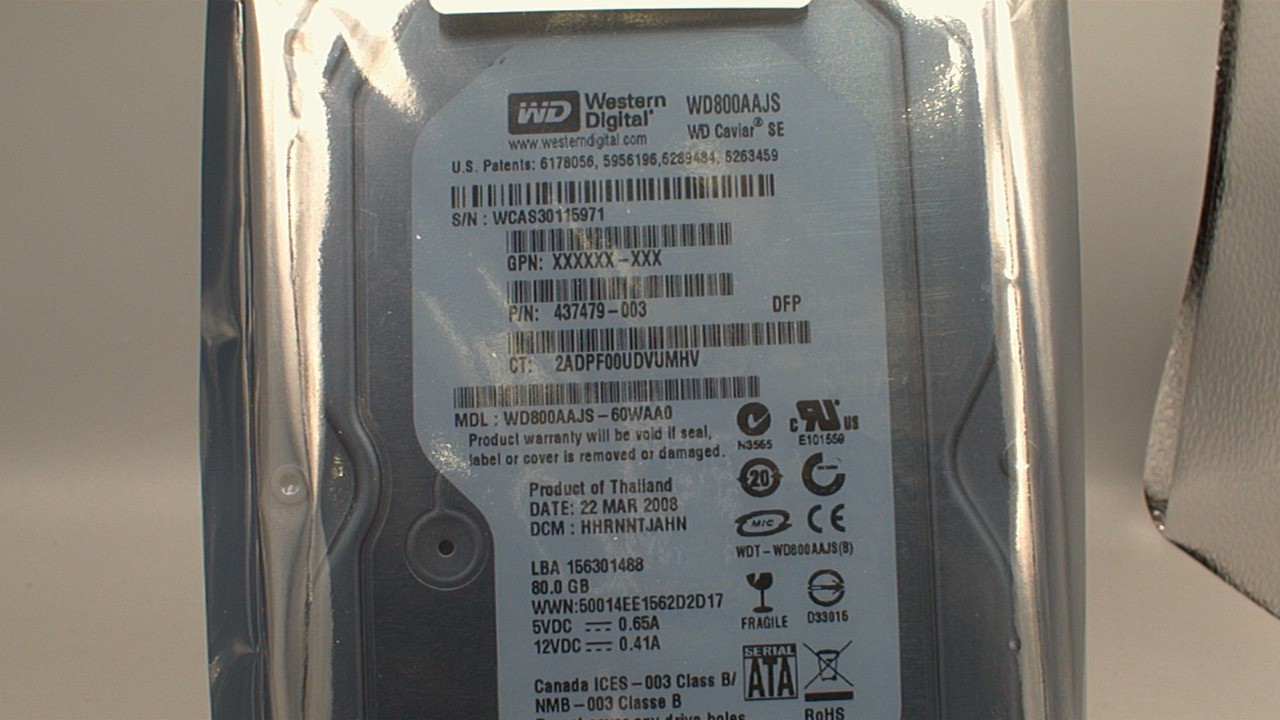 WD WD800AAJS-60WAA0 Caviar Blue 80GB 7200 RPM 8MB SATA 3.0Gb/s 3.5" HDD used