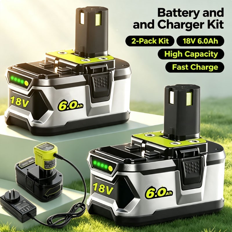 For RYOBI ONE 18V HIGH PERFORMANCE Starter 2x 6.0Ah Batteries and Charger Bundle