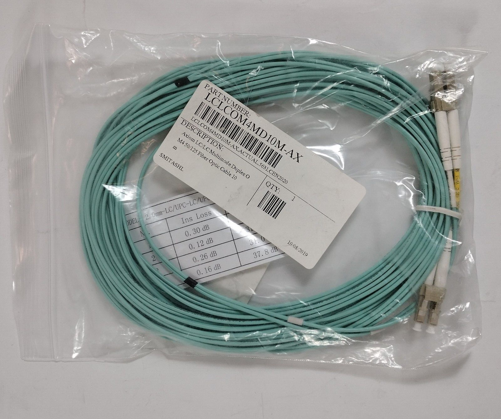 *Lot of 3 *Axiom LCLCOM4MD10M-AX LC/LC Multimode Duplex Network Cbl.*OM4 50/125