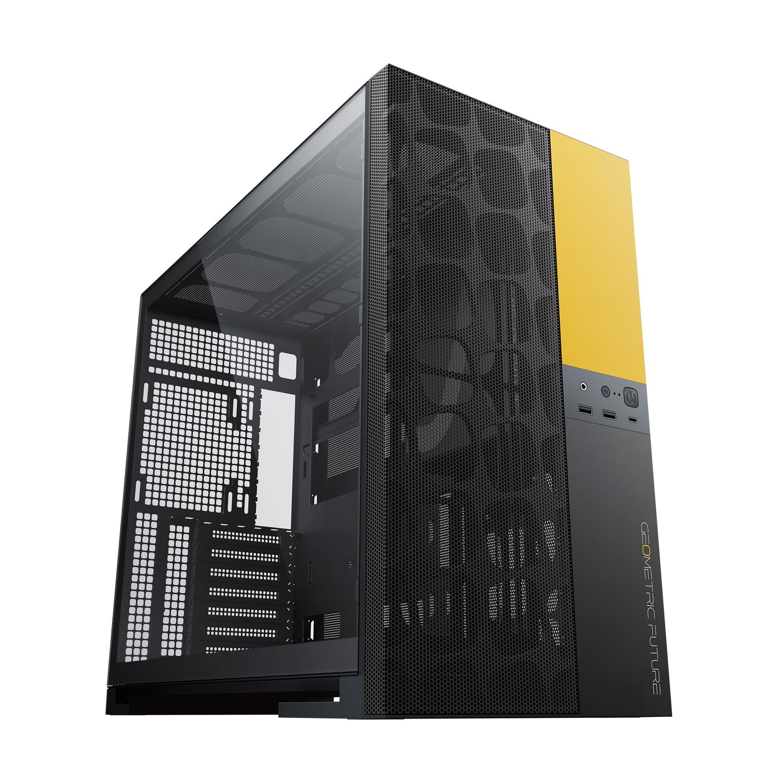 Geometric Future M5 Vent Mesh Front Panel Tempered Glass Mid Black/Yellow