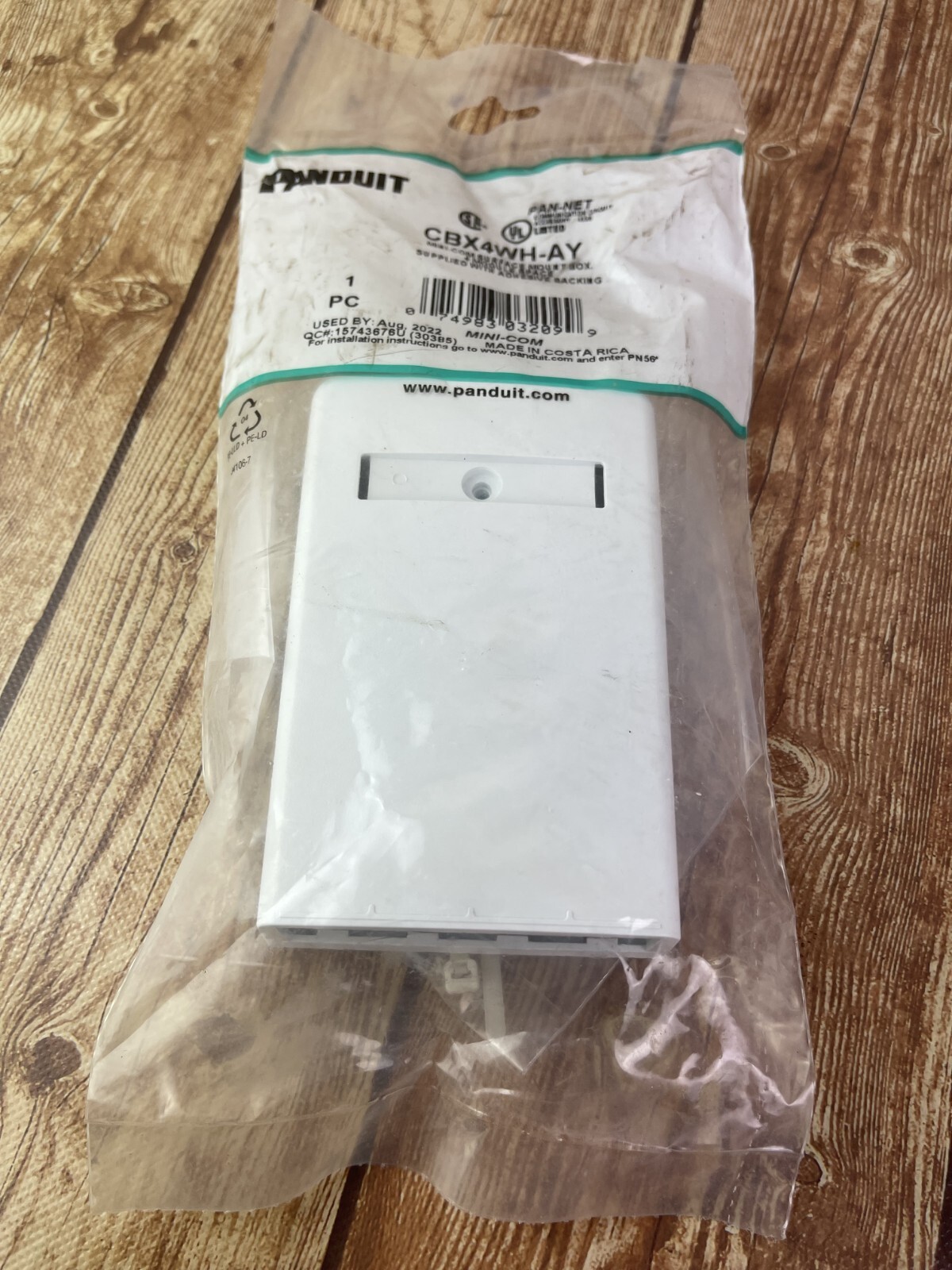 Panduit CBX4WH-AY Mini-Com Surface Mount Box 4 Module Space w/ Adhesive Backing