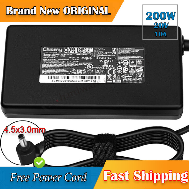 OEM 200W MSI B12VEK B13VEK B13VFK B13VGK A21-200p2b ADP-200JB F Power Charger