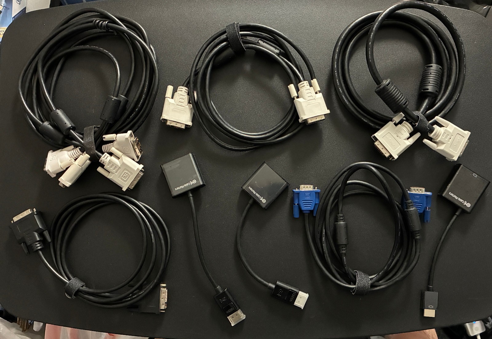 DVI & VGA Cables Bundle Lot - 5 DVI Cables, 2 VGA Cables, 3 Adapter - Used Deal