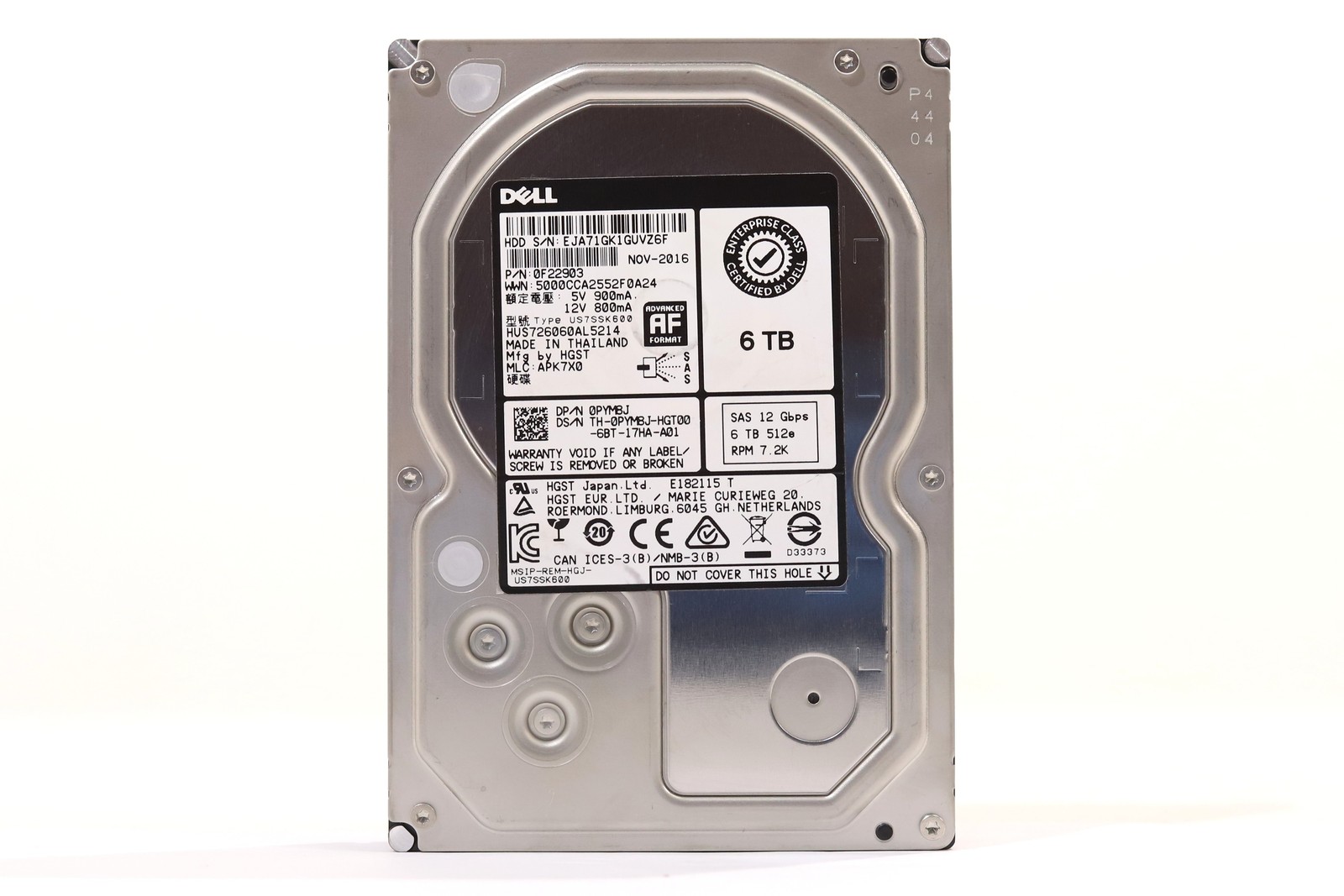 Dell HUS726060AL5214 6TB 3.5" 12Gb/s 128MB 7.2K RPM SAS Drive P/N: 0PYM8J Tested