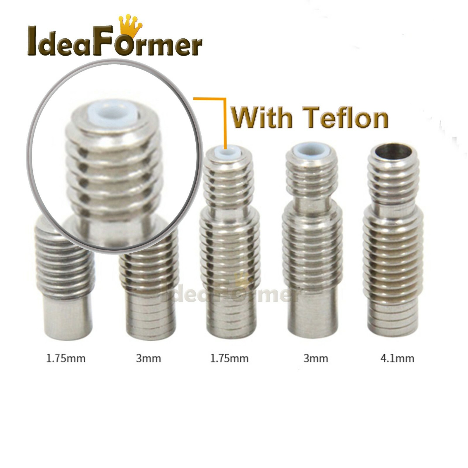 5Pcs 3D Printer V6 Bowden Throat M6&M7 With/NO PTFE Tube For 1.75/3mm Filament.