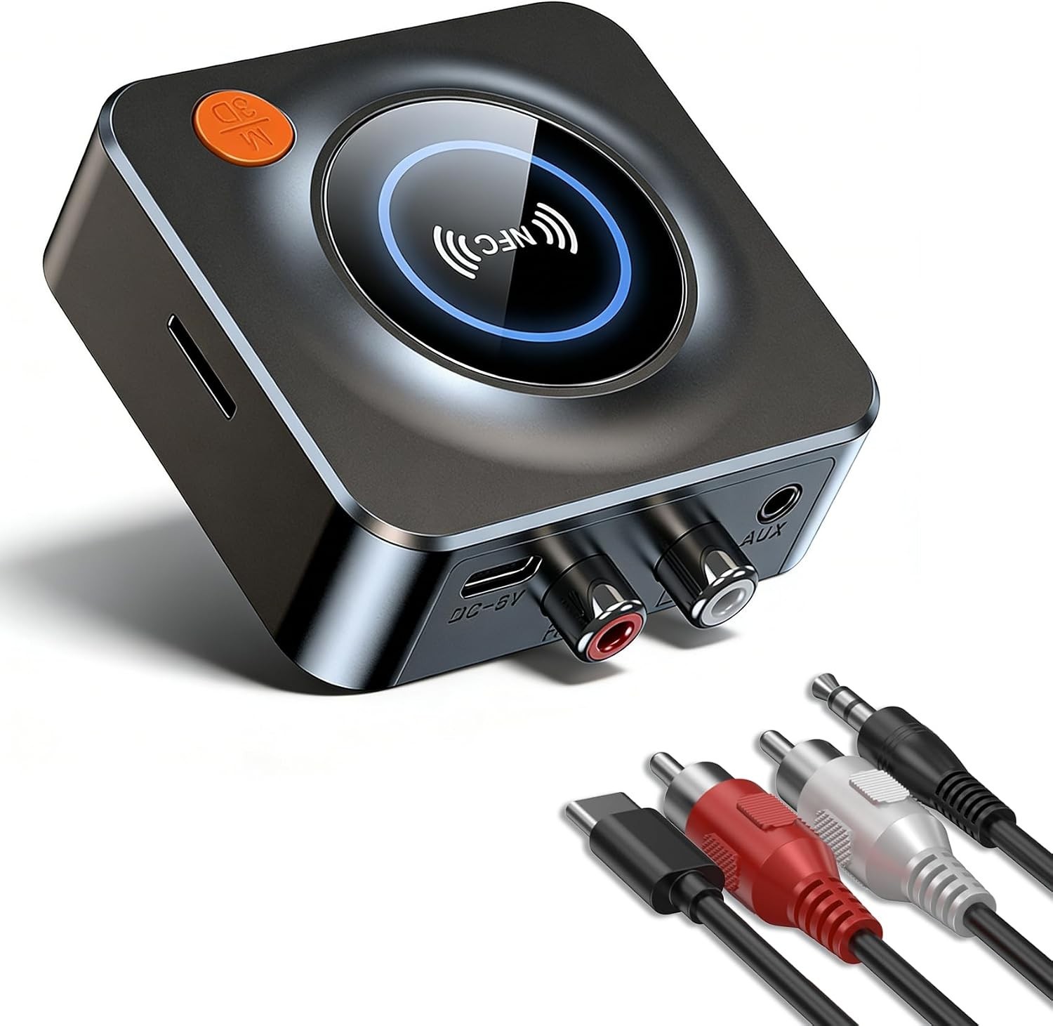 Bluetooth Receiver – RCA & 3.5mm AUX, NFC Quick Connect, TF Card, 33 ft Range...