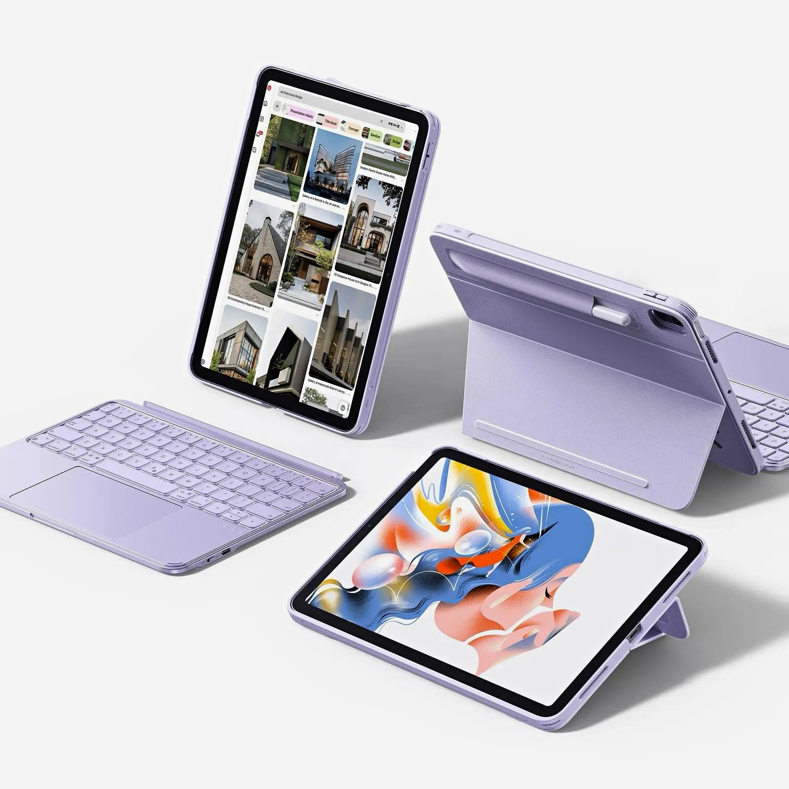 ESR for iPad Air 11 Inch Case with Keyboard M4/M3/M2, Multi-Angle Stand ,backlit
