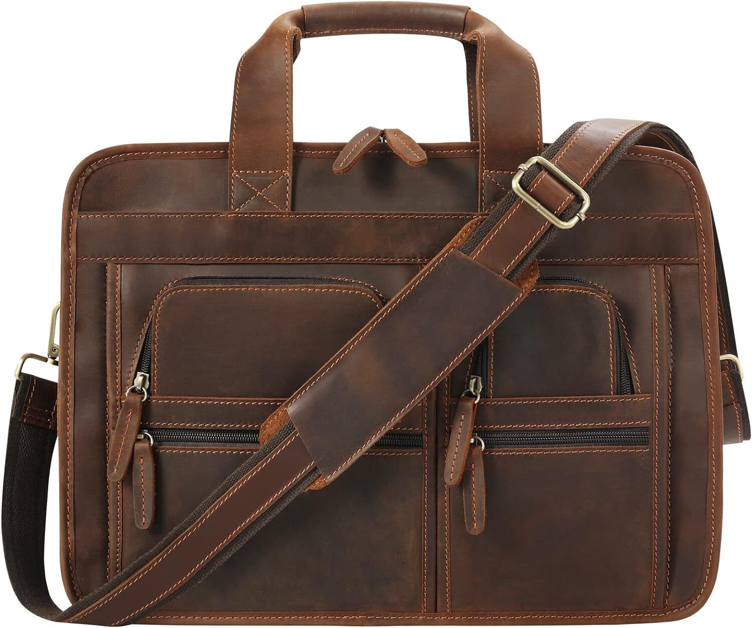 Jack&Chris Leather Briefcase for Men,Retro Business Travel Messenger... 