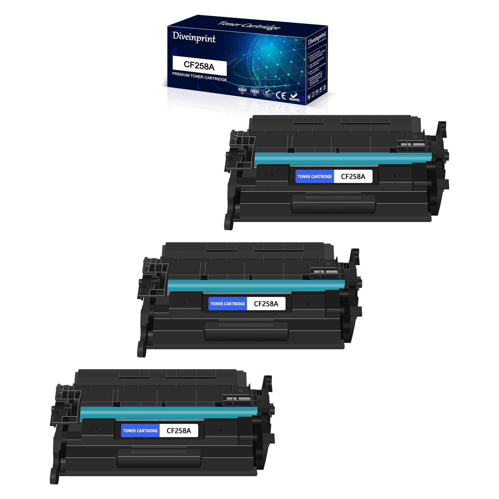 3x CF258A Toner Cartridge For HP M406dn M430f Pro M404dn MFP M428dw Without Chip