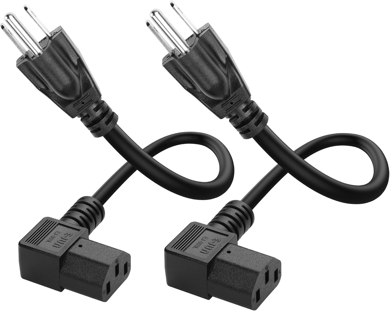 90 Degrees IEC320 C13 to NEMA 5-15P Power Cord - 3 Prong Universal 10A/125V
