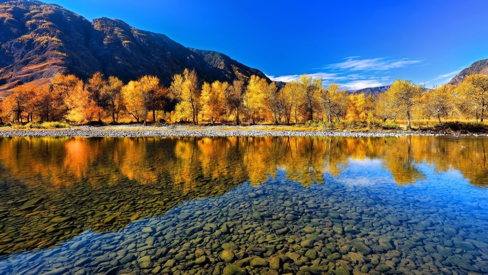 Landscape fall reflection altai mountains nature Custom Gaming Mat Desk