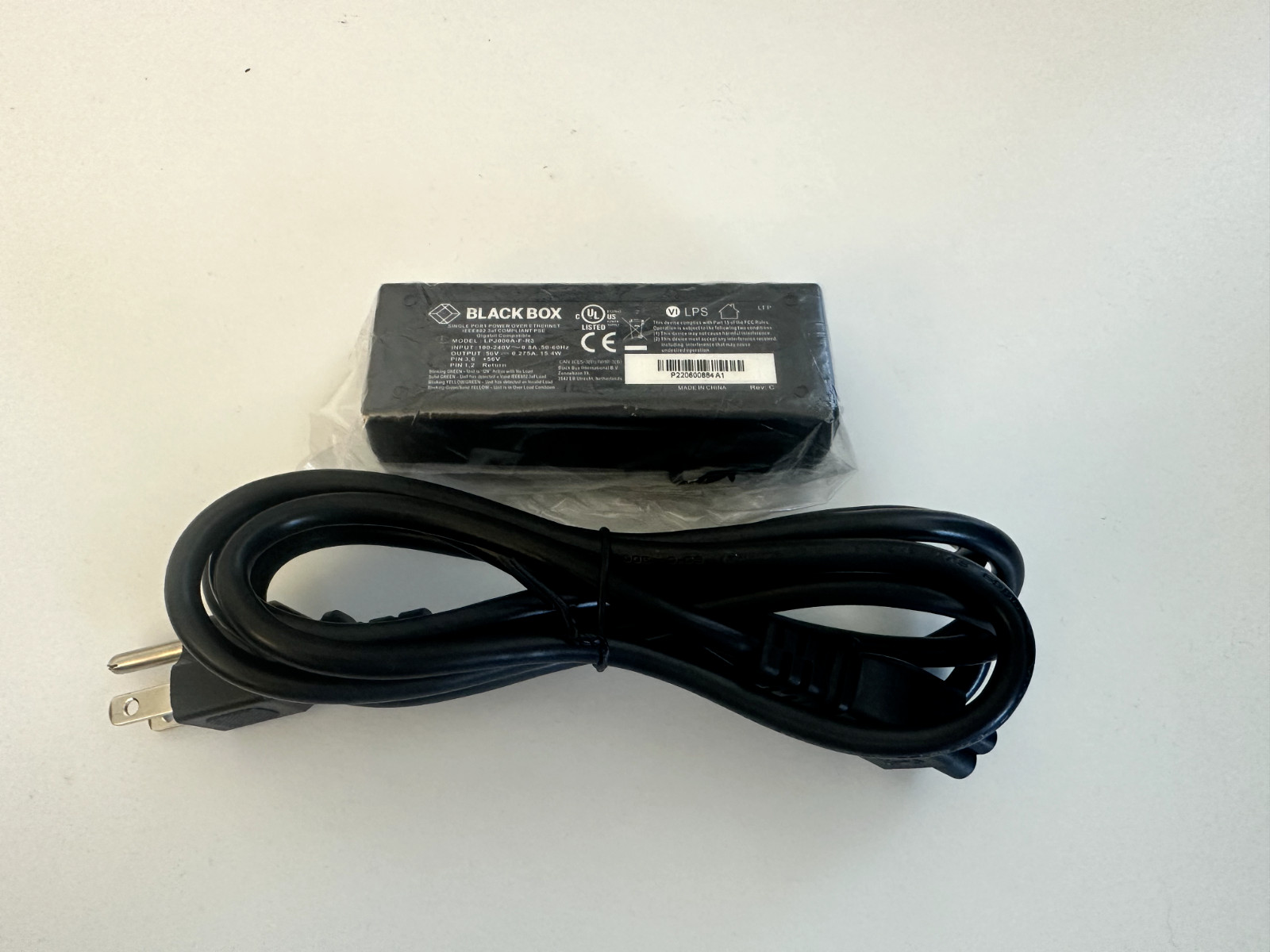 BLACK BOX LPJ000A-F-R3 POE GIGABIT ETHERNET INJECTOR NOB
