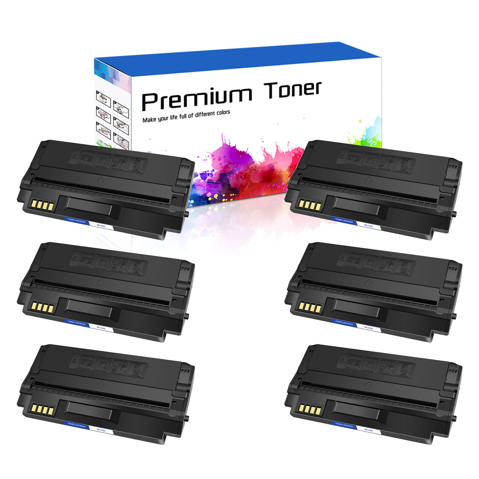 6PK High Yield ML1630 Black Toner Cartridge for Samsung ML-1630 ML-1630W Printer