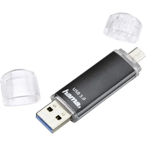 Hama 124000 USB Auxiliary Memory for Smartphone and Tablet Black 64GB USB 3.2 (