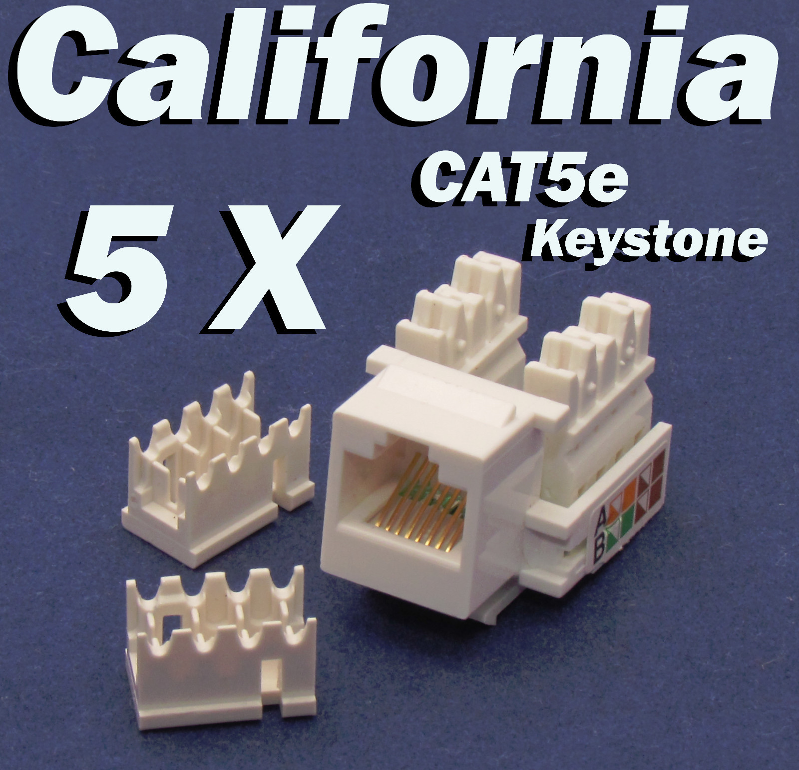 5 X Keystone Jack CAT5e Network Ethernet 110 Style Punch Down 8P8C RJ45 White 
