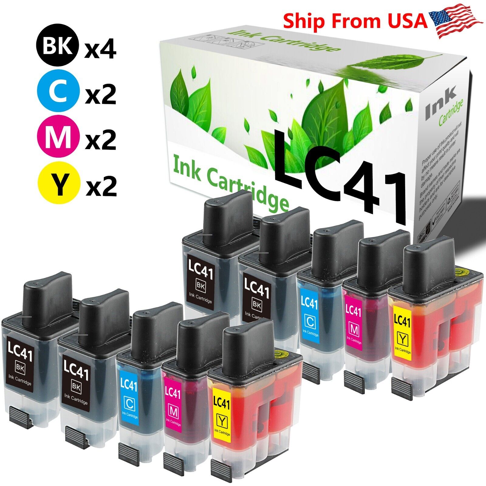 10PK LC41 LC-41 Ink Cartridge For DCP-120c MFC-5840CN Printer