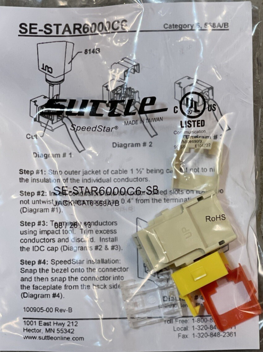 Suttle Speedstar RJ45 568A/B cat5e punch down Data network terminal connection