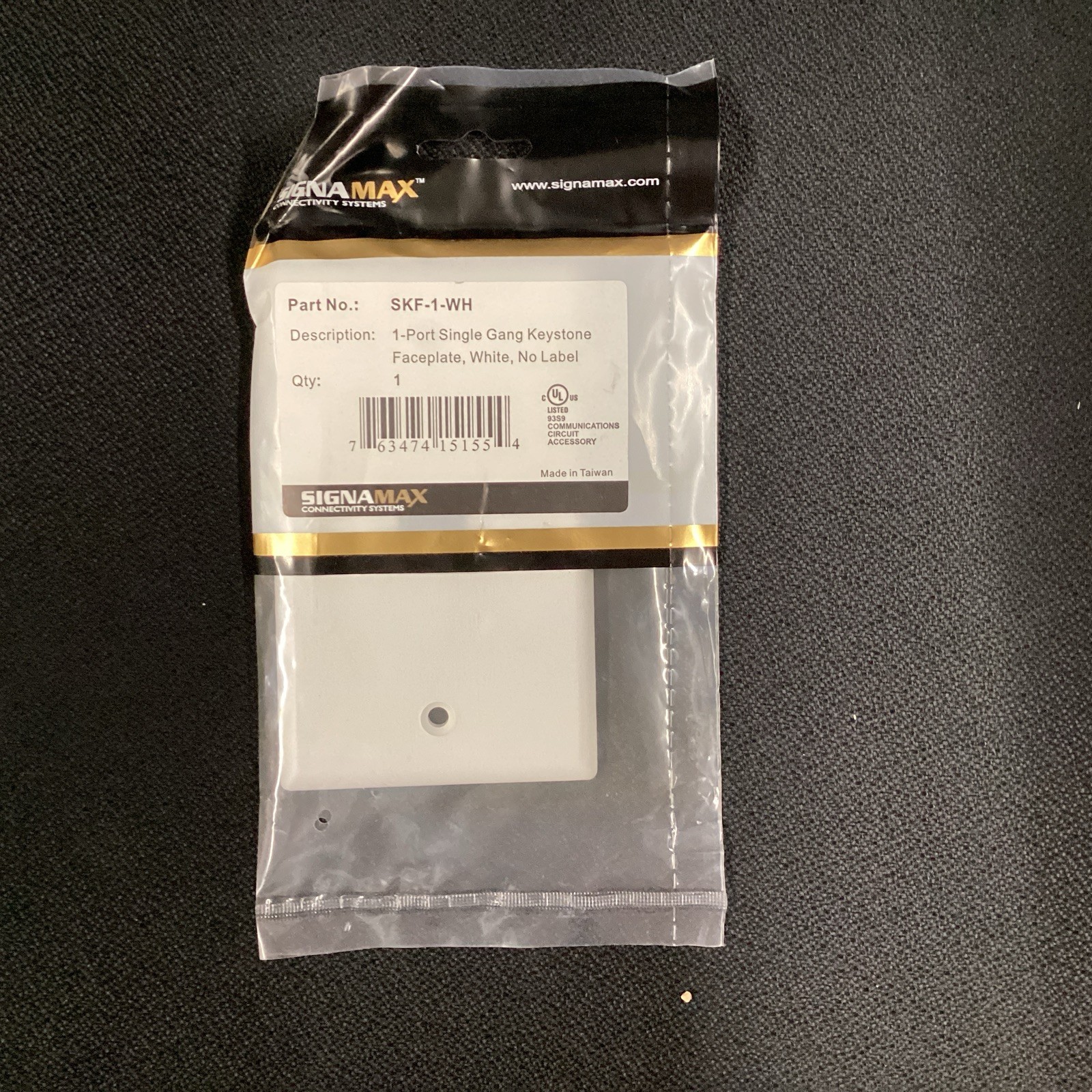 SignaMax SKF-1-WH. 1 Port Single Gang Keystone Faceplate White. Pack Of 6