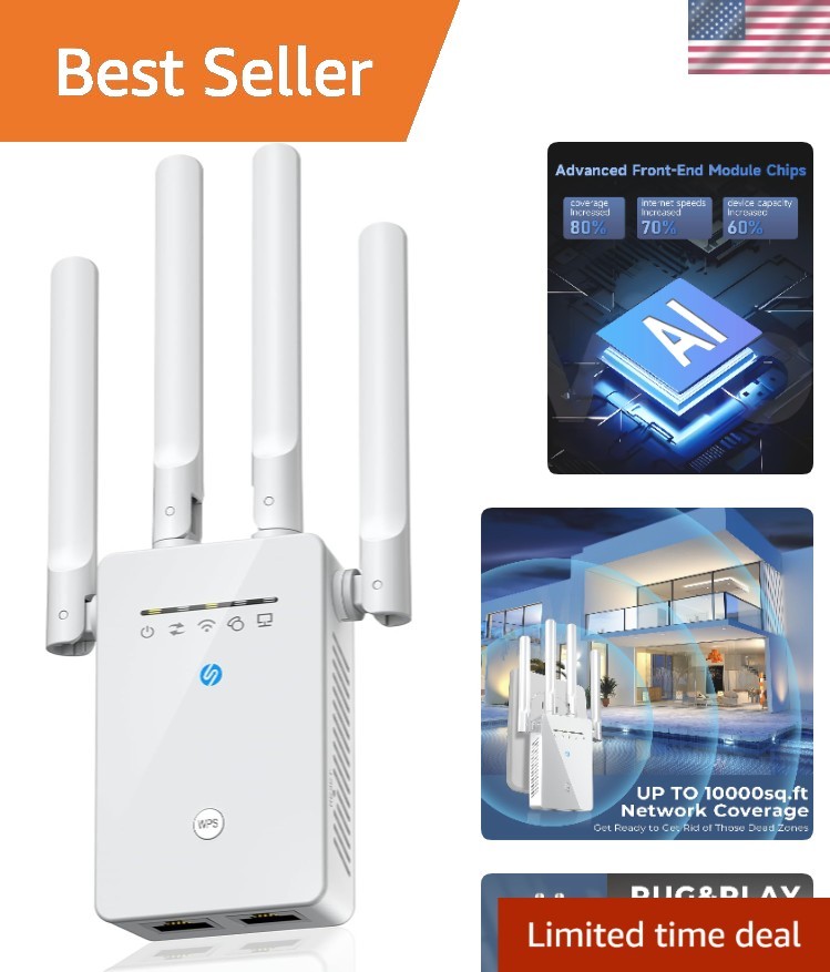 2026 Wireless Extender with Security Features - 6X Faster, Covers 15,588 Sq Ft