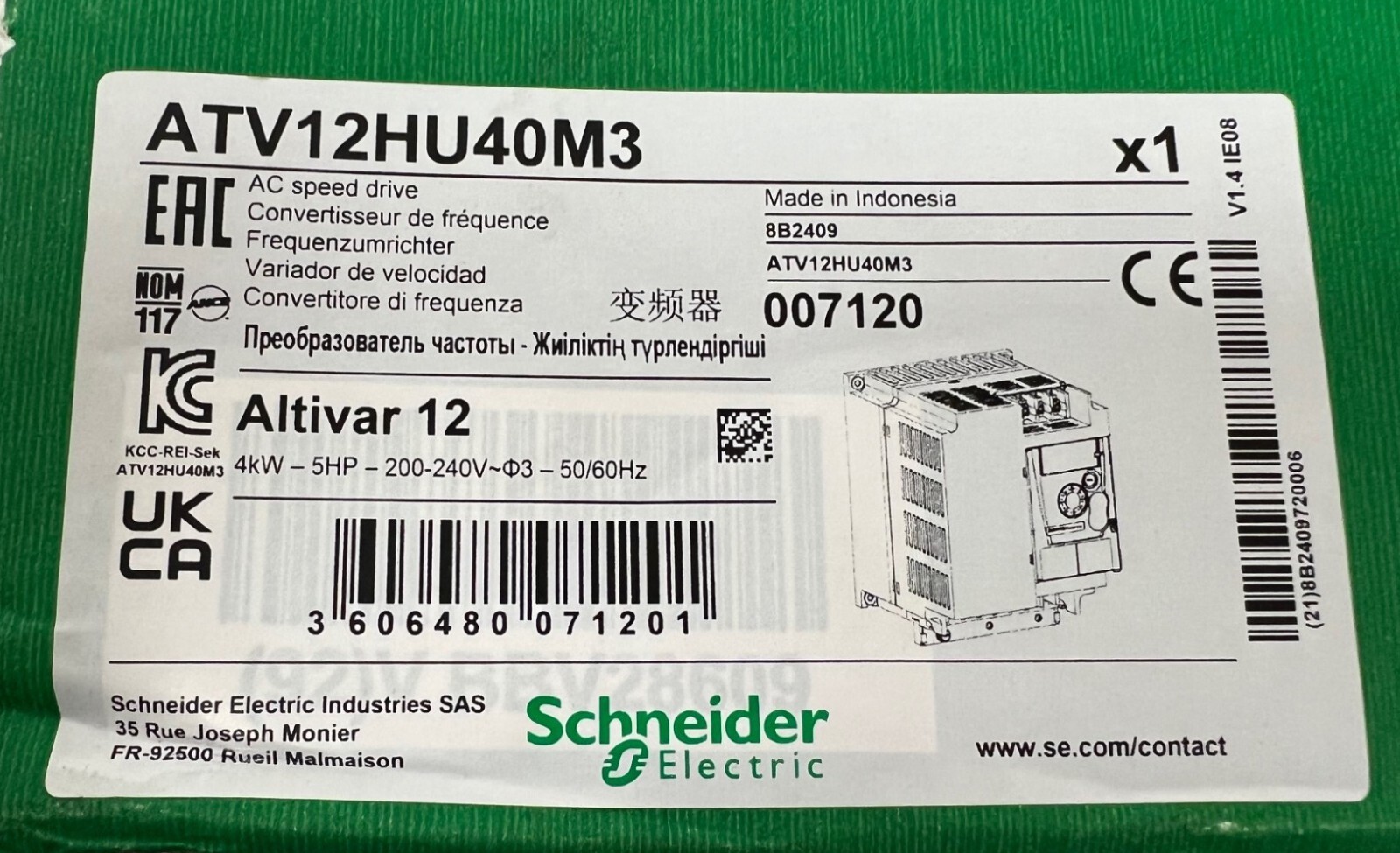 1PCS New Schneider ATV12HU40M3 Frequency Converter Brand new with