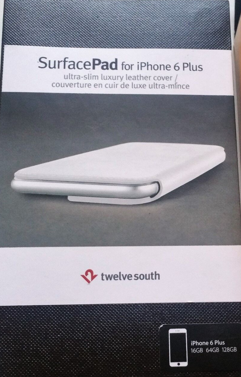 Twelve South SurfacePad Leather Folio Cover w' Stand iPhone 6 Plus 6s Plus White