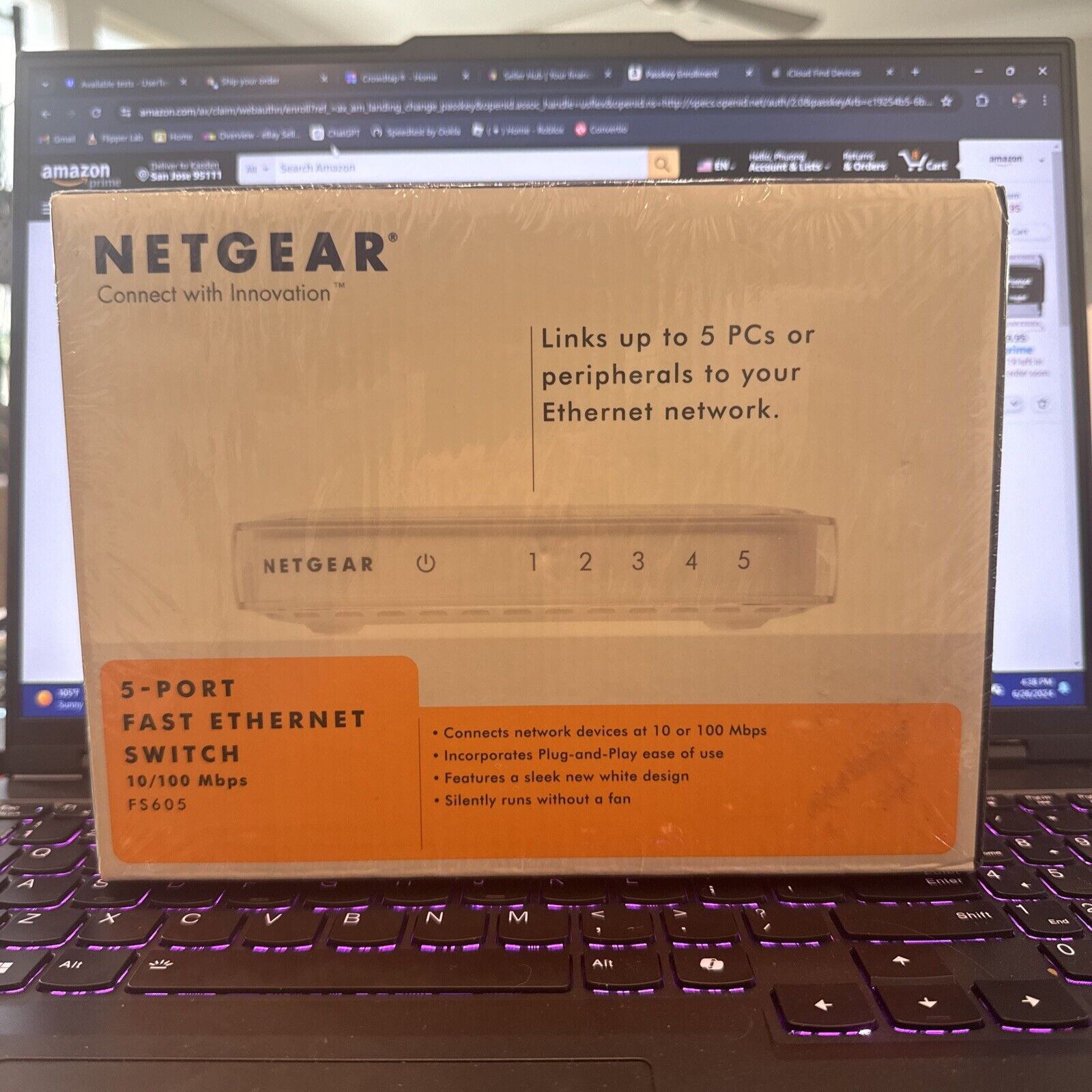 NETGEAR FS605 5-Port Fast Ethernet Switch - White - Sealed/Brand New