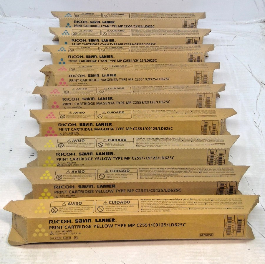 Genuine Ricoh MP C2550/C2551 Color Set (C,M,Y) *LOT OF 9* 841501 841502 841503