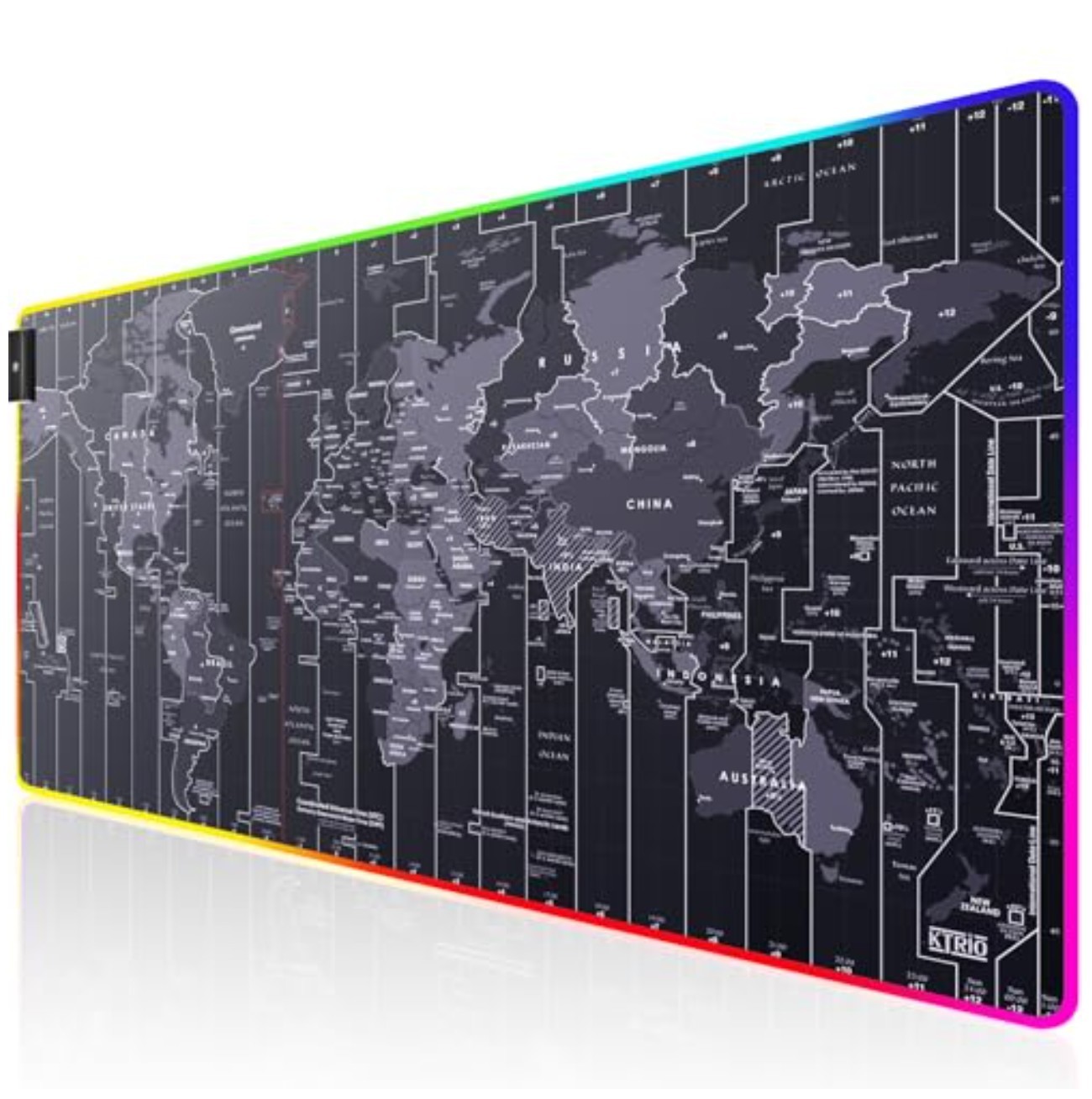 RGB Gaming Mouse Pad XXL 31.5x15.7 Inch World Map Design 12 Lighting Modes