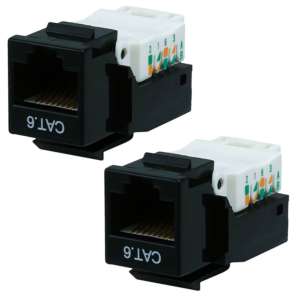 2 Pcs Cat6 RJ45 Tool Less Keystone Jack for Solid Ethernet Network Cables Black