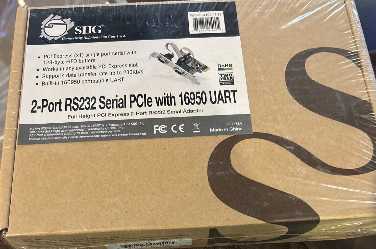 SIIG JJ-E02111-S1 Dual PCIe Serial Adapter 2 Port RS232 With 16950 UART -SEALED