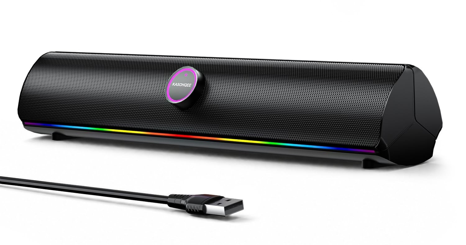 Desktop Gaming Speakers - USB Power, Bluetooth 5.4, Stereo Sound, RGB Lights, Ba