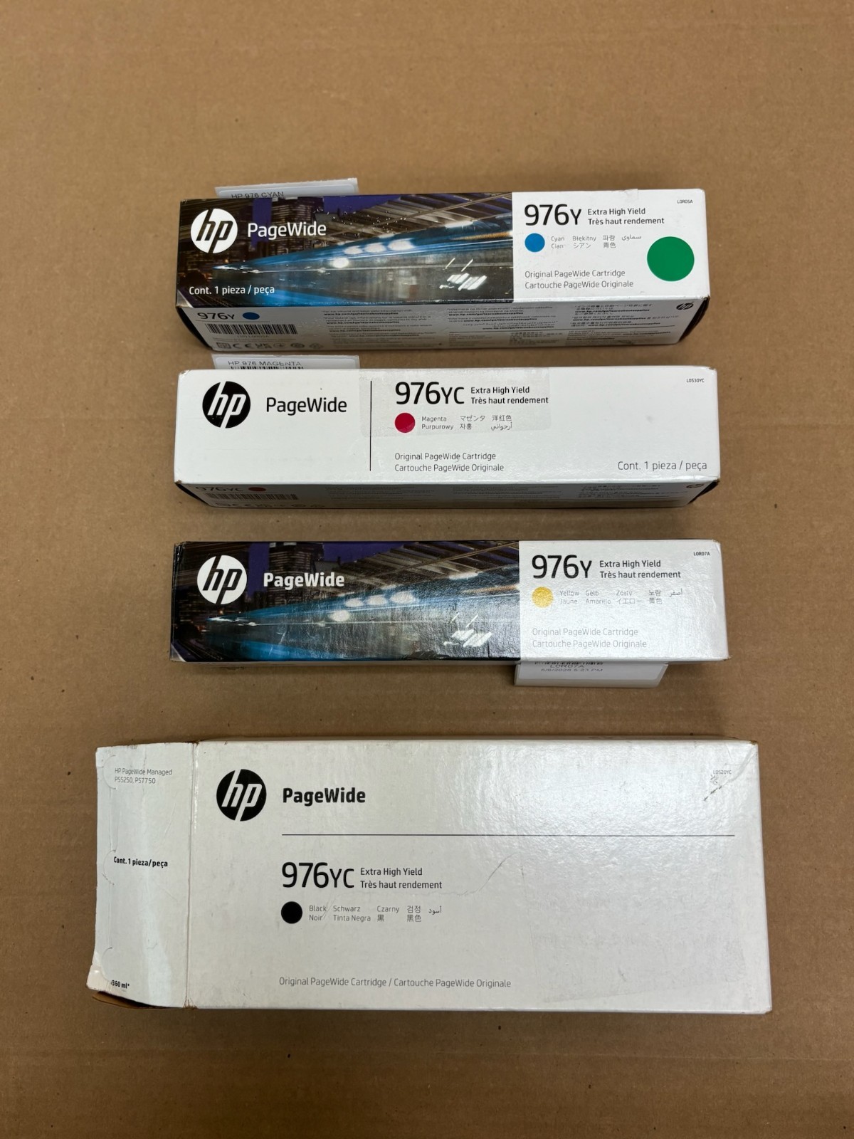 4 OEM HP 976Y,976YC Pro552,577 CMYK Ink L0R05A, L0S30YC, L0R07A, L0S20YC (24-27)