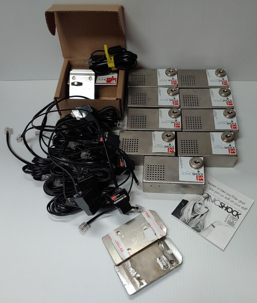 Sonic Shock 5 Anti-Theft Alarm System LOT of 9 plus 1 SonicShock 4 key included