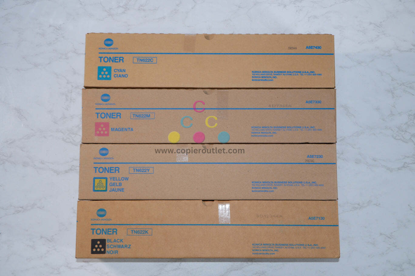 New OEM Konica Minolta bizhub PRESS C1085,C1100 TN622 CMYK Toner Cartridges