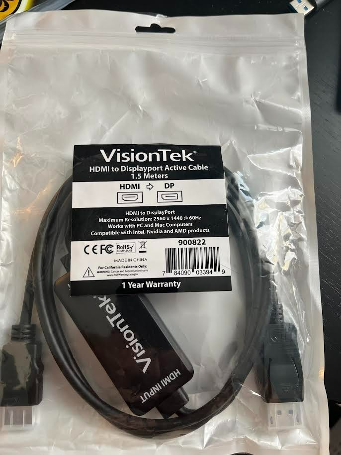 VisionTek 900822 1.5 Meters (5 ft) HDMI to DisplayPort Active Cable