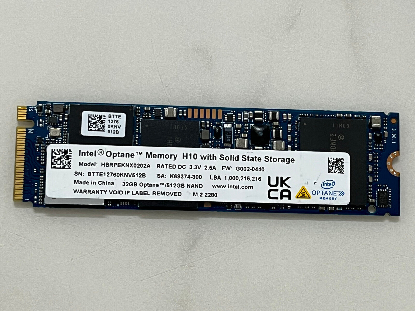 Intel Optane™ HBRPEKNX0202A 512GB SSD M.2 2280 NVMe Memory H10 with 512GB +32GB