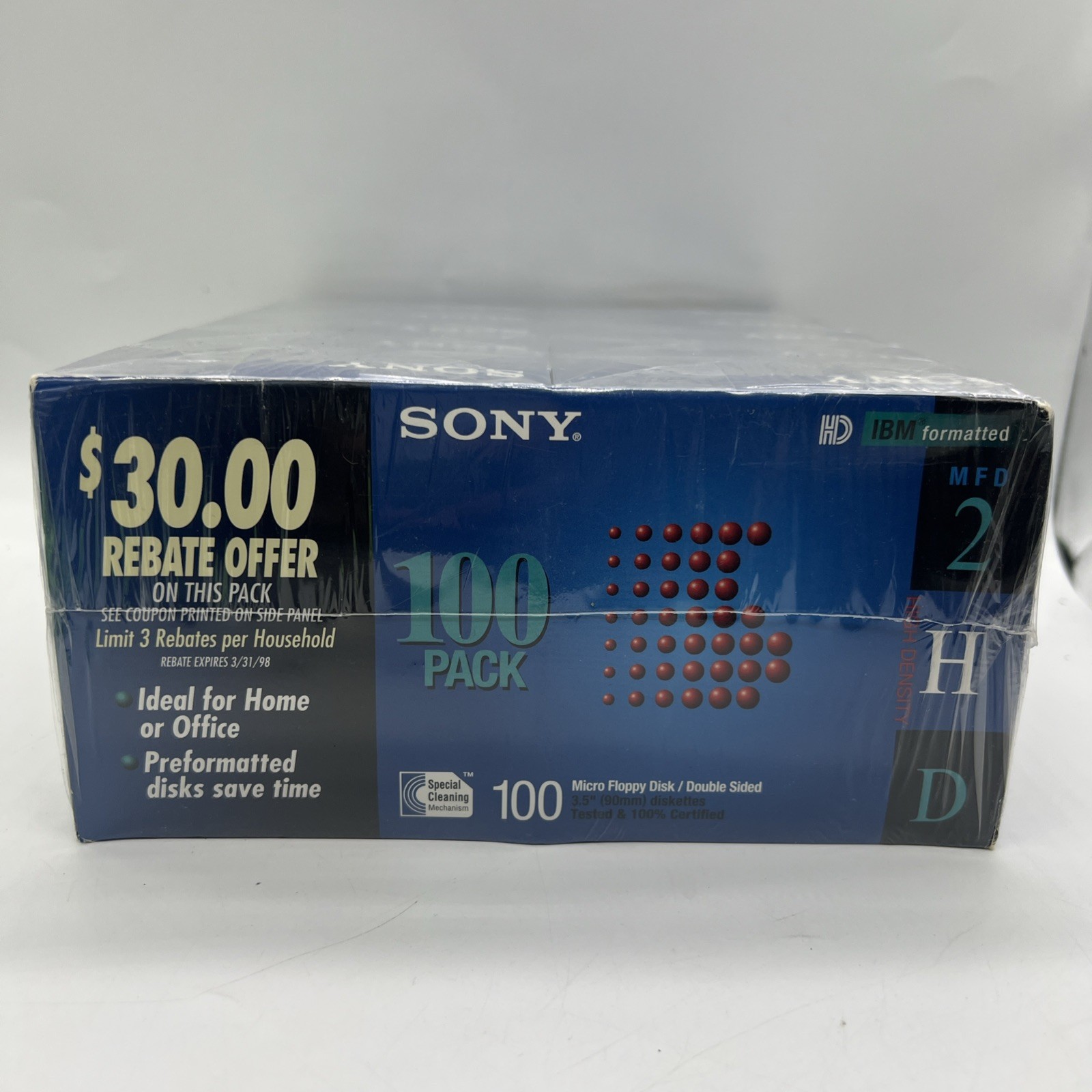 Sony 100MFD-2HD 1.44MB Double Sided Micro Floppy Disks 3.5" Pack of 100 NOS