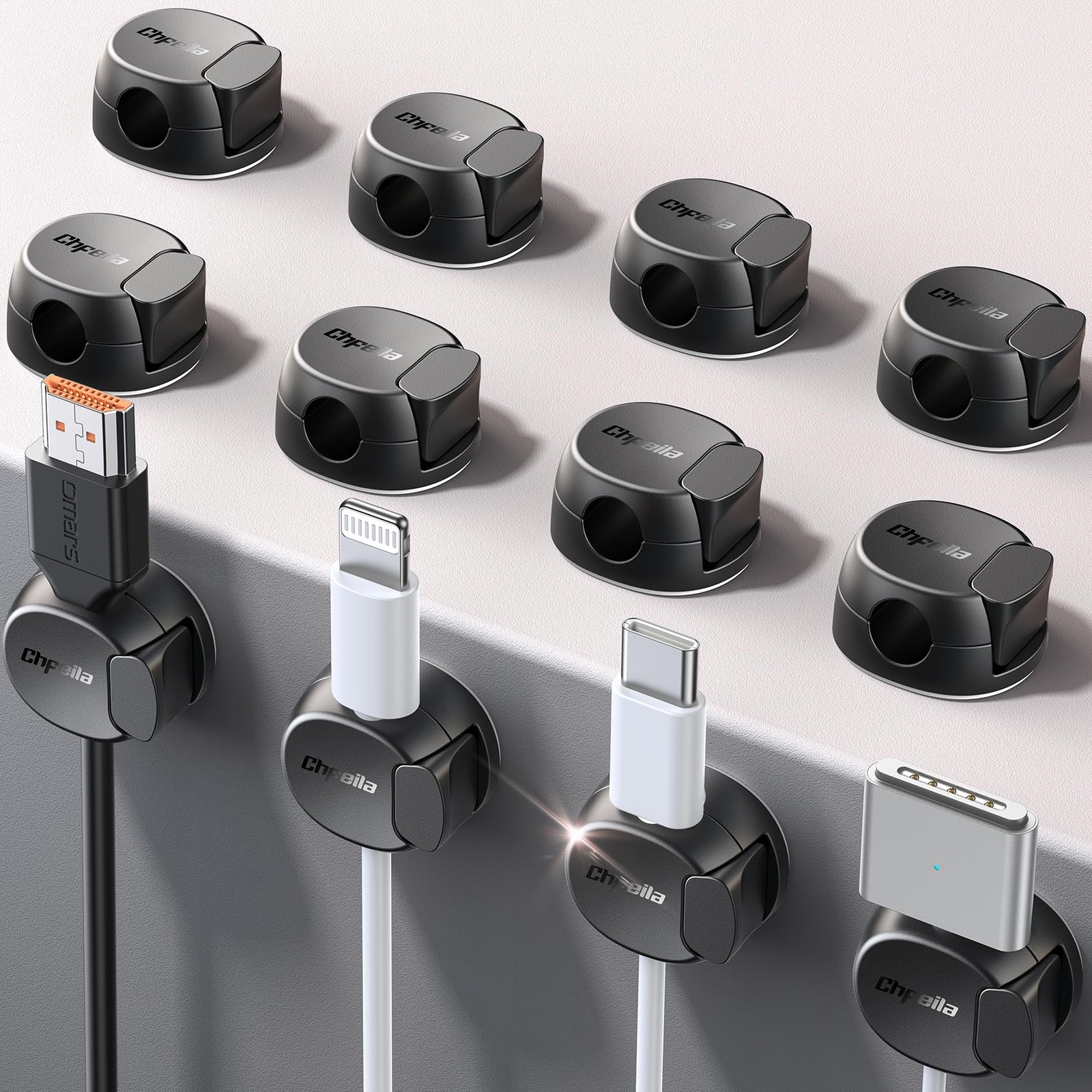 4Pack DualSlot Rotating Magnetic Cable Clips