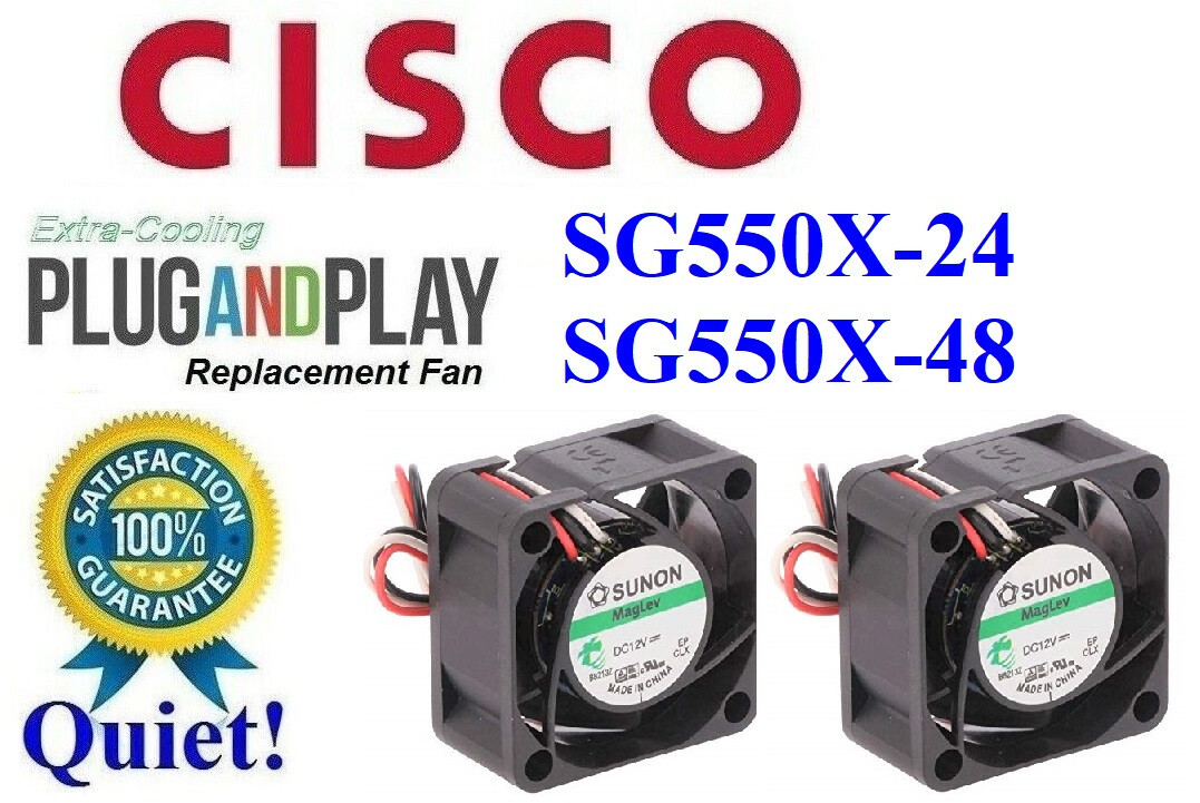 2x Super Quiet Replacement Fans for Cisco SG550X-24 / SG550X-48