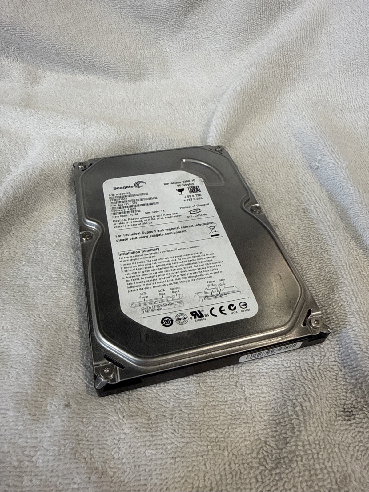 Used Seagate 9CY131-313 ST380815AS 80Gb Hard Disk Drive -  
