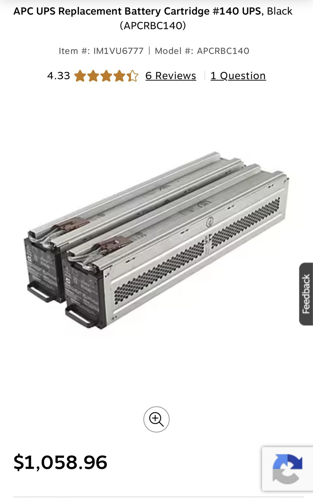 2 Set of RBC140 battery cartridge replacement for APCRBC140