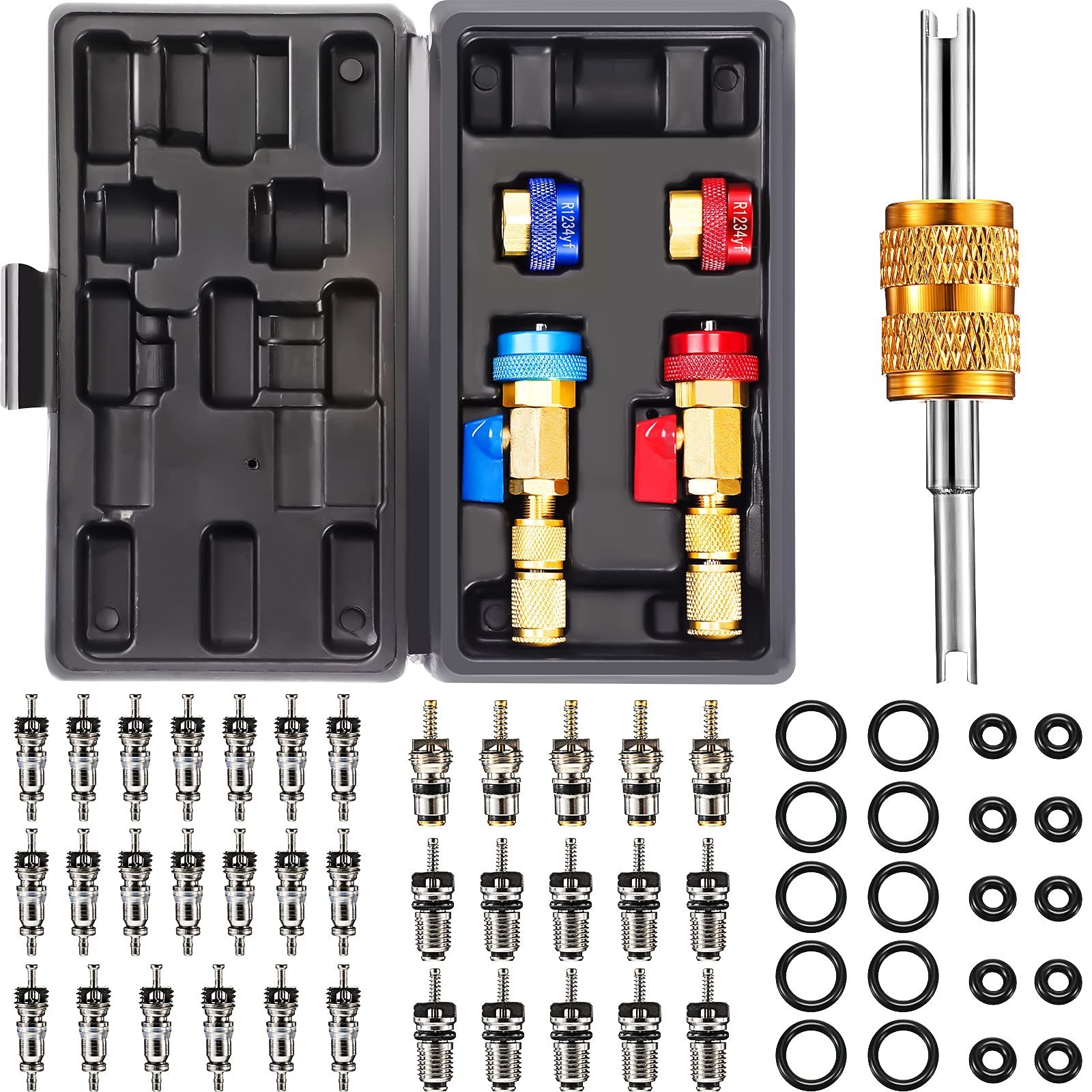 Automotive AC Schrader Valve Core Tool Kit R12 R134a R1234YF Remover Installer