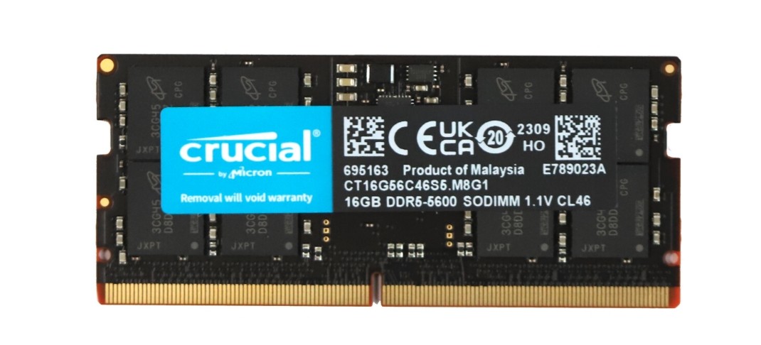 Crucial RAM 16GB DDR5 4800MHz CL40 Laptop Memory CT16G48C40S5
