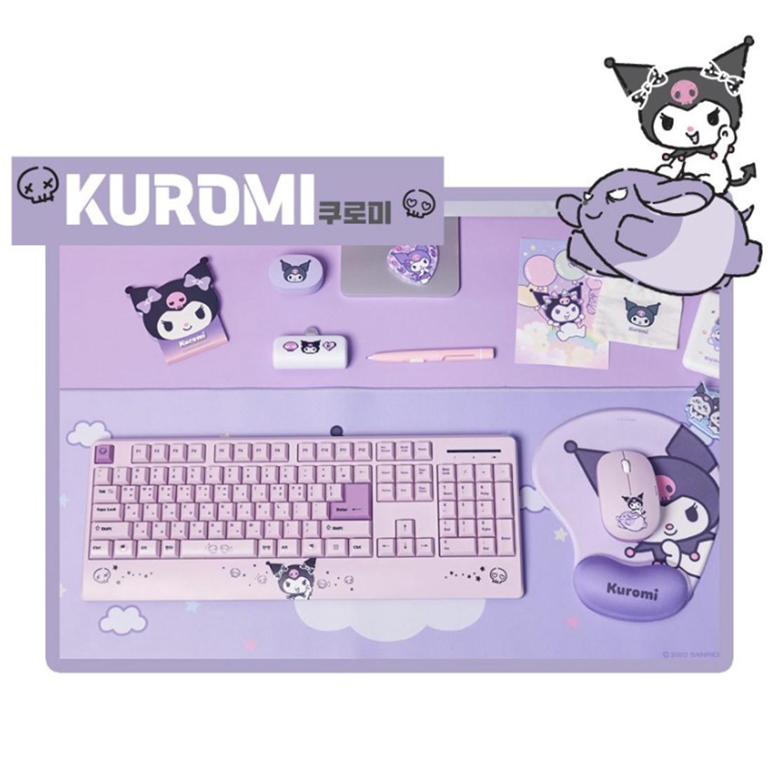 Sanrio Kuromi Wireless Keyboard Mouse Combo Set Korean/English