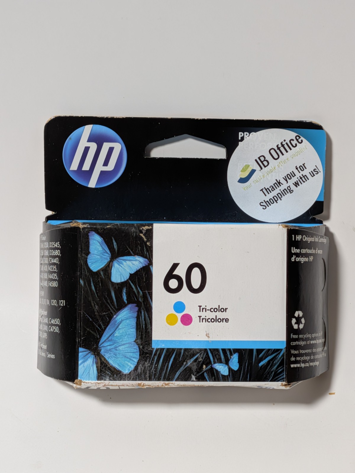 HP 60 Tri-Color Genuine OEM Ink Cartridge Sealed EXPIRED 02/2024