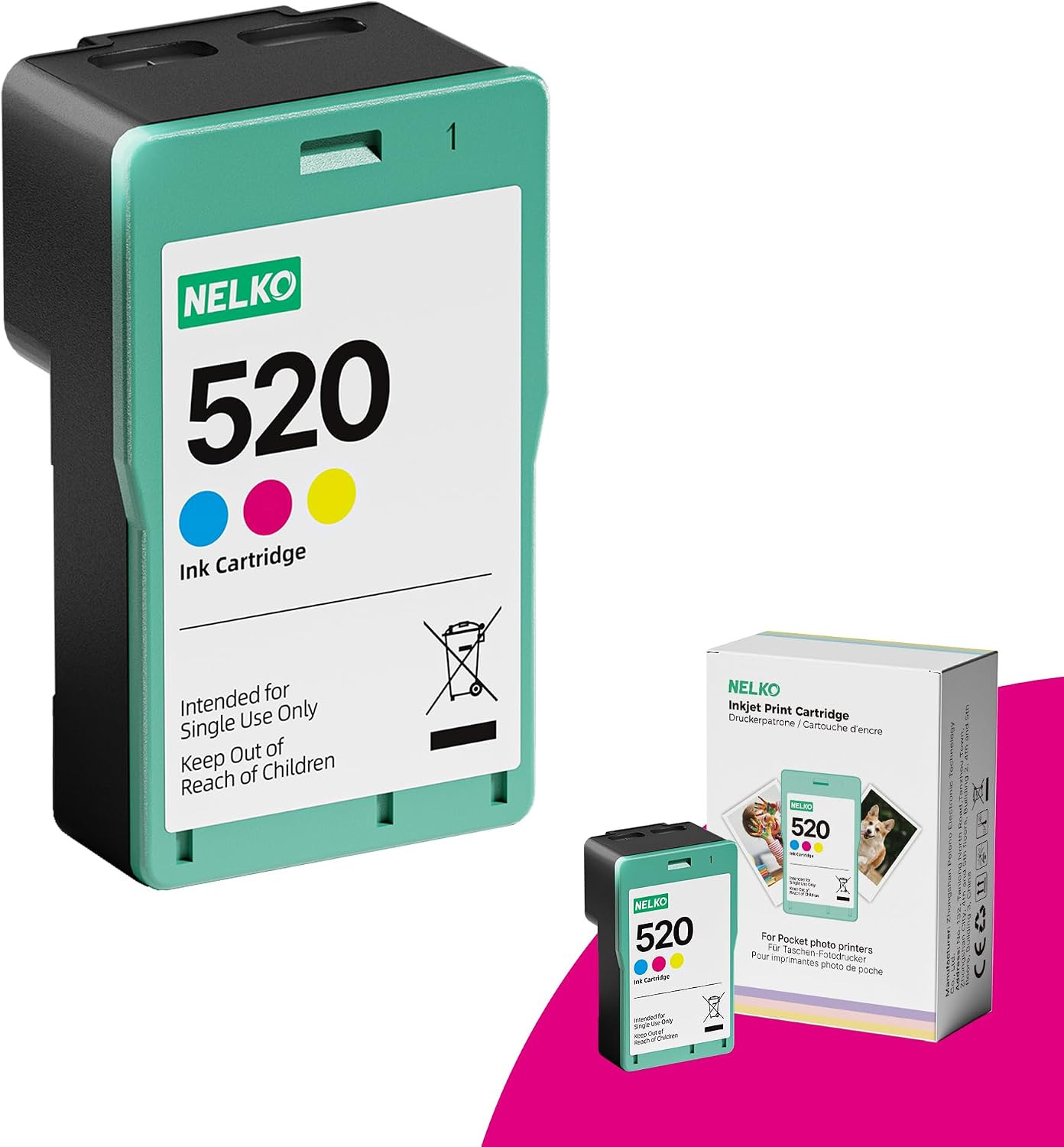 520 Genuine Color Ink Cartridges Works with PP01 & PP03 Printers