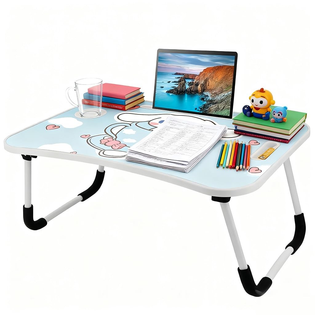 Kawaii Laptop Desk Foldable Bed Table Cute Folding Breakfast Blue