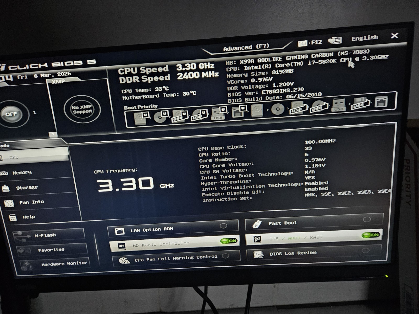 MSI X99A Godlike Gaming ATX Motherboard With I7-5820K LGA2011-3 ***READ***