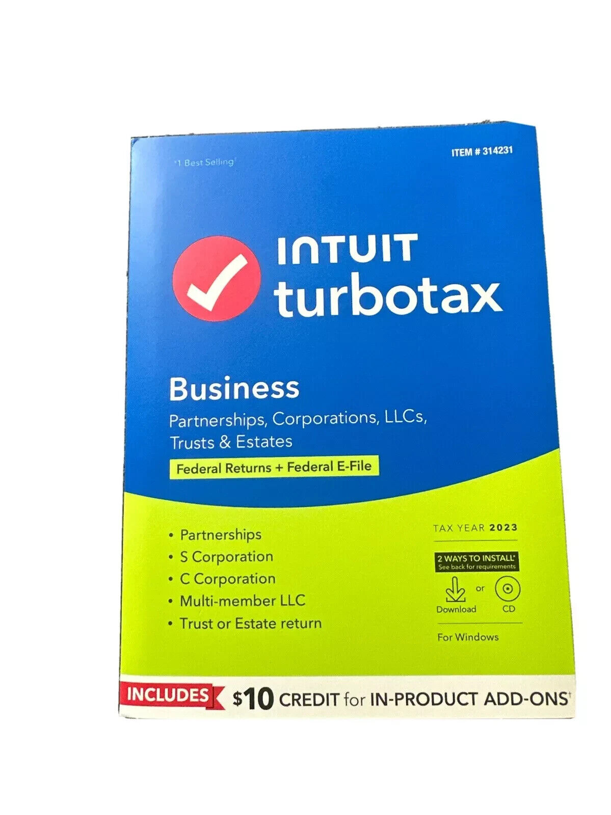 2023 Intuit Turbo Tax Business Partnerships Corps LLCs Tax Software WINDOWS ONLY